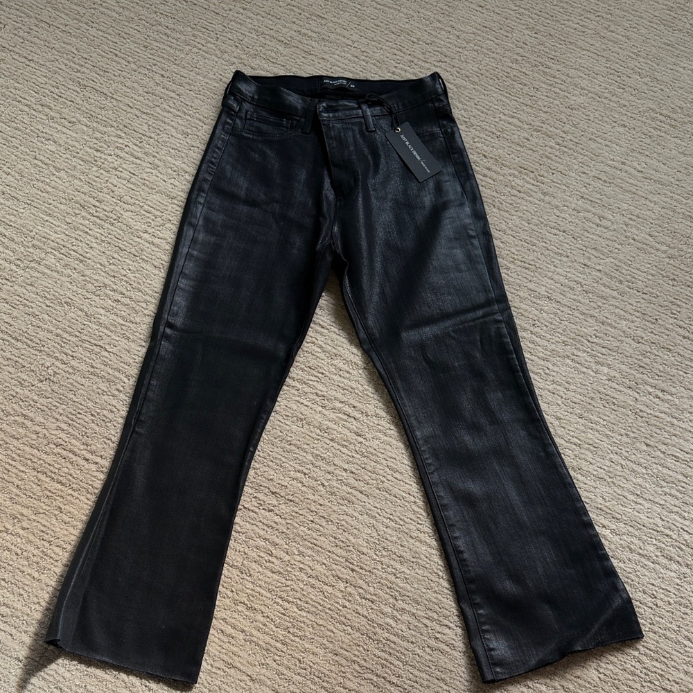 Just Black Women's Flare Jeans in Black ( coated like leather)